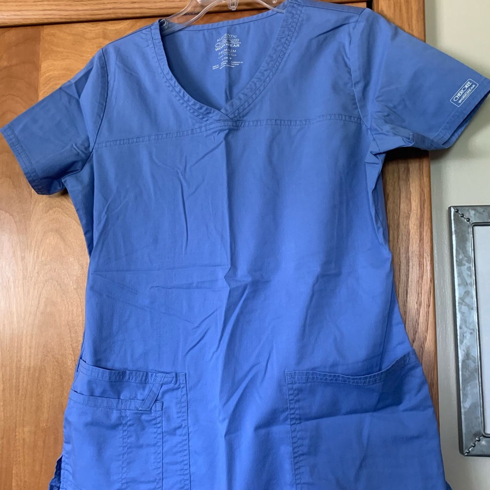 Cherokee Classic Blue V-Neck Scrub Top